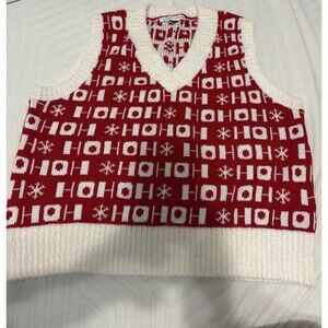Celebrate Together Christmas Holiday Vest Size Large Ugly Sweater Red & White